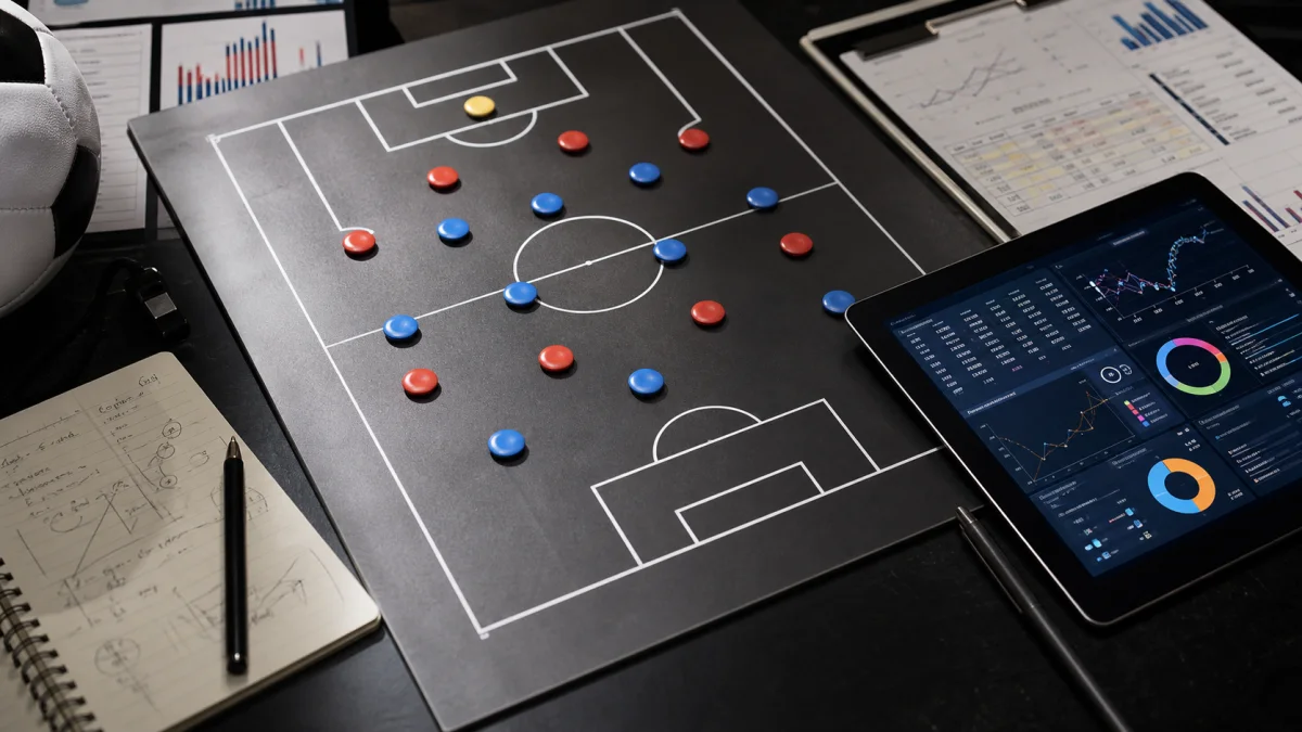 Análise tática de futebol com alvo e dados para palpites esportivos
